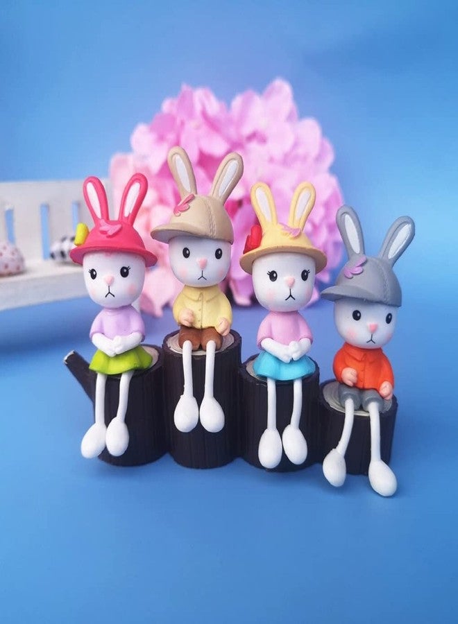 BHOOLU&GOOLU Cute Miniature Hanging Leg Rabbit Couples - 4 Pcs Set (Hight : 7 CM) - Image 3